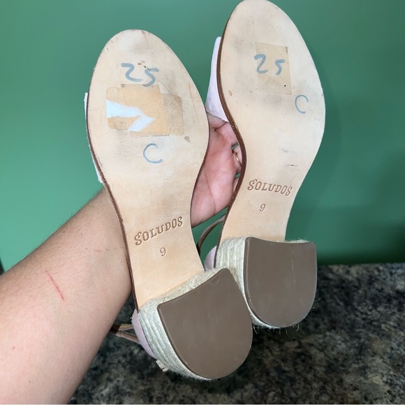 SOLUDOS Capri Block-Heel Raffia & Pink Suede Sandals Size 9. - Picture 10 of 12